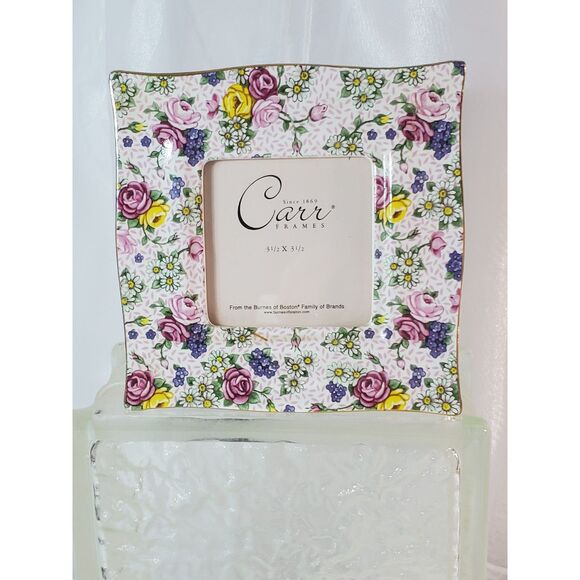 Vintage Carr/Burnes of Boston FramePorcelain Floral Rose Picture Frame, 3.5"x3.5 - Picture 9 of 12